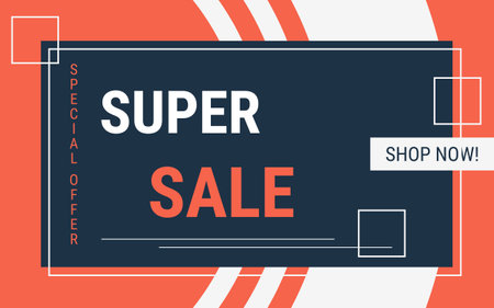 Super sale, discount geometric style banner vector design templateのイラスト素材
