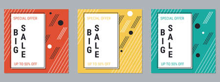 Big sale banner, business flyer, discount coupon, booklet vector design templates collection