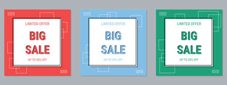 Big sale banner, business flyer, discount coupon, booklet vector design templates collection
