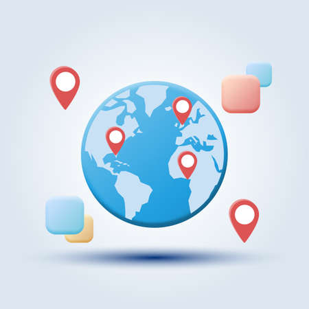 Global communications cartoon style vector concept illustrationのイラスト素材