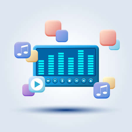 Multimedia player cartoon style vector concept illustrationのイラスト素材