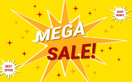 Mega sale, promotion, discount banner vector design templateのイラスト素材