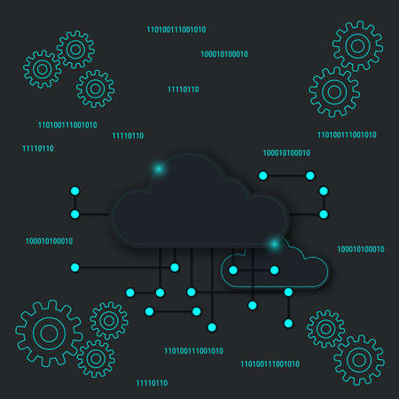 Cloud computing, data storage vector concept. Soft shadows neumorphic style illustrationのイラスト素材