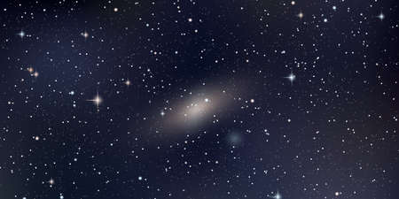 Night sky vector background with stars,  galaxies and star cluster