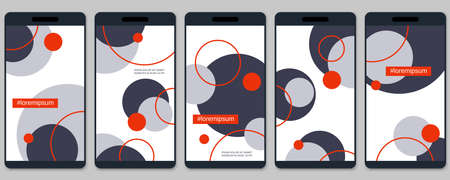 Trendy social network stories editable vector templates collection. Web application background for...
