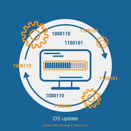 OS update, software upgrade, program installation flat design style vector concept illustrationのイラスト素材