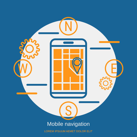 Mobile navigation flat design style vector concept illustrationのイラスト素材