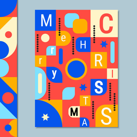 Christmas and New Year abstract geometric style vector flyer, banner, booklet, invitation card design templateのイラスト素材