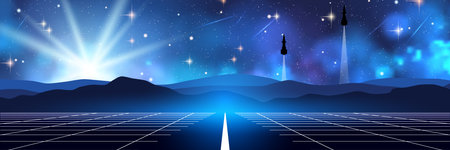 Fantastic world, blue alien planet vector concept illustration. Web banner, header design template