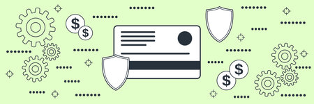 Secure transactions, money protection, financial security, online banking flat contour style vector concept illustrationのイラスト素材