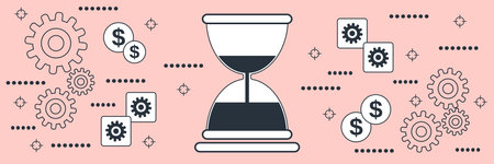 Time is money, deadline, schedule flat contour style vector concept illustrationのイラスト素材