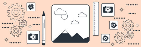 Content design, digital graphic flat contour style vector concept illustrationのイラスト素材