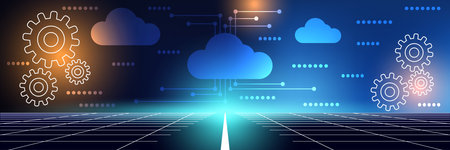 Cloud computing, data processing, network vector concept illustrationのイラスト素材