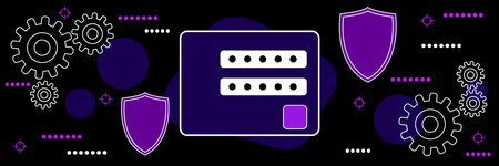 Secure login, information security, data protection dark theme style vector concept illustrationのイラスト素材