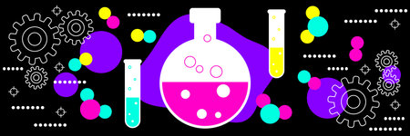 Science research flat contour style vector concept illustrationのイラスト素材
