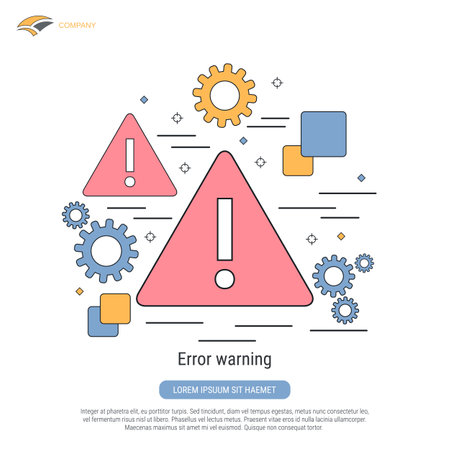 Error warning flat contour style vector concept illustrationのイラスト素材