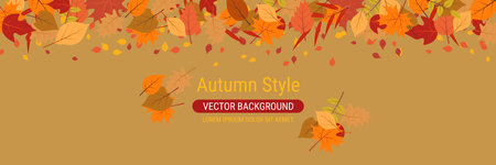 Autumn cartoon style horizontal vector banner templateのイラスト素材