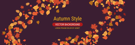 Autumn sale banner template with falling leaves. Vector illustrationのイラスト素材