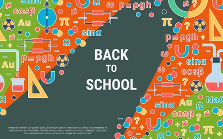 Back to school banner. Education background. Vector illustration in flat styleのイラスト素材