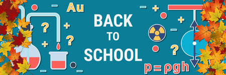 Back to school banner in flat style. Education background. Vector illustration