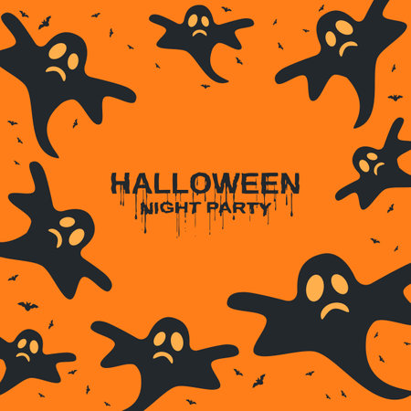 Halloween background with ghosts. Vector Illustration.のイラスト素材