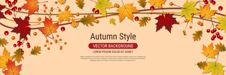 Autumn style vector background. Sale banner, discount, voucher, invitation card, coupon design templateのイラスト素材