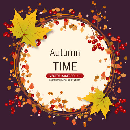 Autumn style elegant vector background. Design for square flyer, invitation card, promo poster, discount coupon, voucher, sale bannerのイラスト素材
