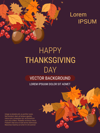 Happy Thanksgiving Day cartoon style vector illustration. Design for banner, flyer, invitation card, coupon, voucherのイラスト素材