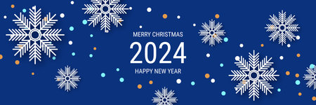 Christmas and New Year luxury vector background with stars and snowflakes. Design for banner, flyer,...