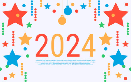 Christmas and New Year 2024 flat design style vector illustrationのイラスト素材