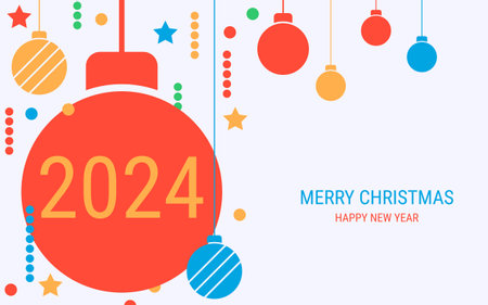Christmas and New Year 2024 flat design style vector illustrationのイラスト素材