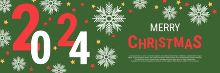 Merry Christmas and Happy New Year flat design style vector illustration. Banner, invitation card, coupon, web header templateのイラスト素材
