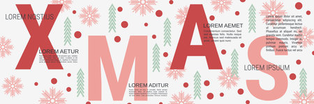 Merry Christmas and Happy New Year minimalistic style vector banner template. Flat design illustration with winter style elementsのイラスト素材