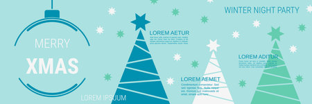 Merry Christmas and Happy New Year minimalistic style vector banner template. Flat design illustration with winter style elementsのイラスト素材