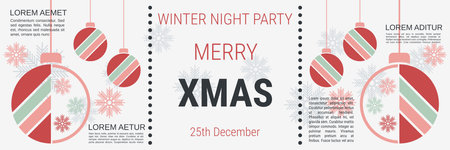 Merry Christmas and Happy New Year minimalistic style vector banner template. Flat design illustration with winter style elementsのイラスト素材