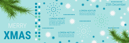 Merry Christmas and Happy New Year minimalistic style vector banner template. Flat design illustration with winter style elementsのイラスト素材