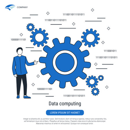 Data computing, information processing flat design style vector concept illustrationのイラスト素材
