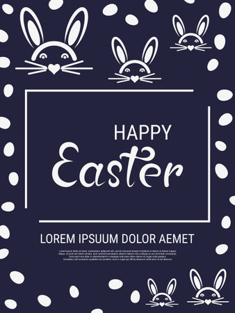 Happy Easter cartoon style vector flyer design templateのイラスト素材