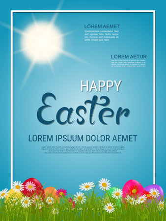 Happy Easter vector flyer design templateのイラスト素材