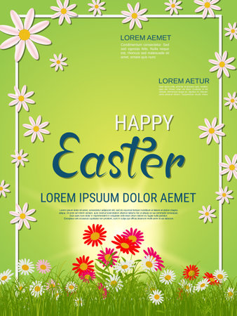 Happy Easter vector flyer design templateのイラスト素材
