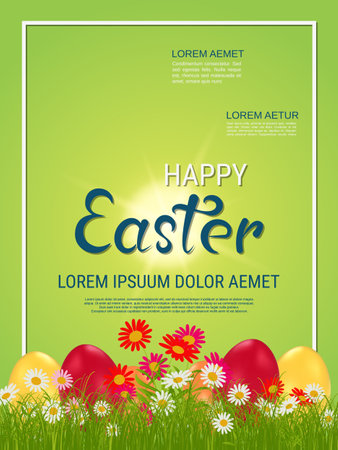 Happy Easter vector flyer design templateのイラスト素材
