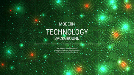 Modern technology style vector background. Design for presentation, slideshow, landing page, flyer, banner, card, bookletのイラスト素材