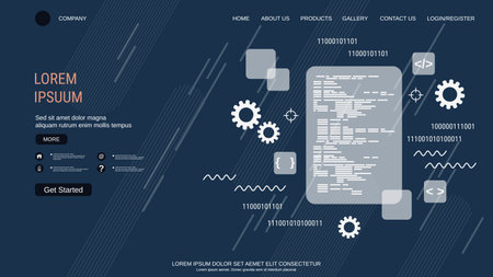Modern trendy landing page vector design template. Application development illustrationのイラスト素材
