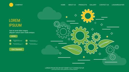 Modern trendy landing page vector design template. Green technology backgroundのイラスト素材