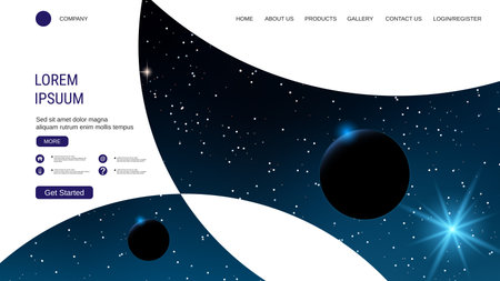 Modern trendy landing page vector design template. Deep space backgroundのイラスト素材