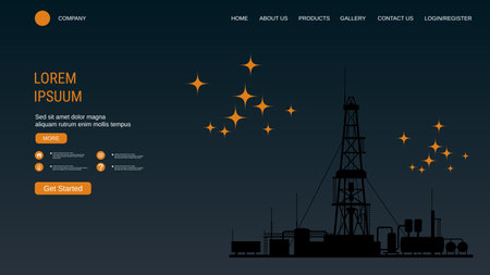 Modern trendy landing page vector design template. Oil and gas industry backgroundのイラスト素材