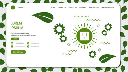 Modern trendy landing page vector design template. Green energy conceptのイラスト素材