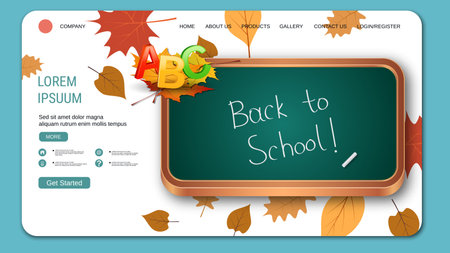 Modern trendy landing page vector design template. Back to school conceptのイラスト素材