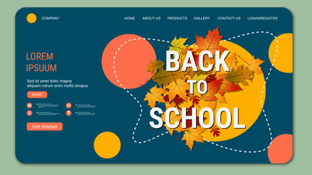 Modern trendy landing page vector design template. Back to school conceptのイラスト素材