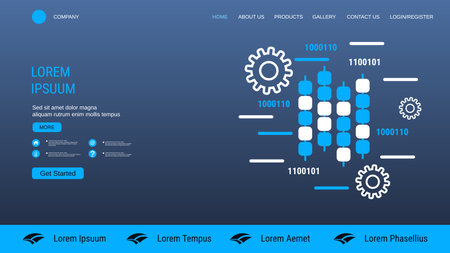 Modern trendy landing page vector design template. Digital technology illustrationのイラスト素材